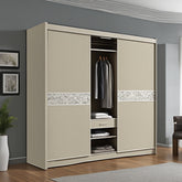 Trueliving  4 Door Sliding wardrobe Laminated Finish & PU Finish (6Ft *2Ft *9Ft -1828.8MM X 609MM X 2743.2MM)